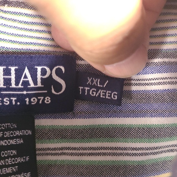 Chaps Shirt Mens‎ XXL Multicolor Striped Button Down Long Sleeve Pocket Cotton - Picture 6 of 15